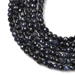 Natural Black Sapphire Beads Strands&nbsp;G-P625-2mm-01