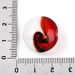 手作りランプワークビーズ  フラットラウンド  ツートン  レッド  19.5~21x10~11mm  穴：1.4~2.2mm&nbsp;LAMP-N024-40F