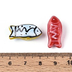 ハンドメイドの磁器セラミックビーズ  手描き  ファミーユスタイルバラ  魚  ミックスカラー  22~23x10~11.5x9.5~10mm  穴：1.8~2.5mm&nbsp;PORC-T133-28M