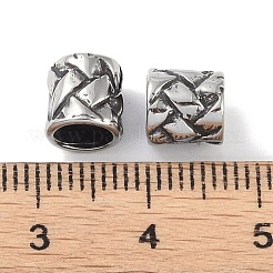 316サージカルステンレススチールヨーロピアンビーズ  大穴ビーズ  コラム  アンティークシルバー  7x7mm  穴：5mm&nbsp;STAS-P362-05AS-01