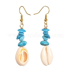 Natural Cowrie Shell Beads Dangle Earrings&nbsp;EJEW-JE04642