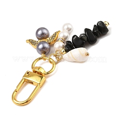 2Pcs 2 Colors Natural Obsidian & Quartz Crystal Chips Pendant Decoration&nbsp;HJEW-JM02400