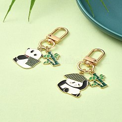 Panda Alloy Enamel Pendant Decorations&nbsp;HJEW-YW00020-01