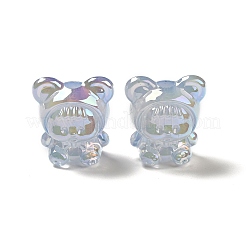 UVメッキレインボー虹色アクリルビーズ  クマの服を着た女の赤ちゃん  ミックスカラー  17.5x16.5x14mm  穴：3.5mm&nbsp;X-PACR-M002-01