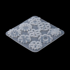 DIYフラワーペンダントシリコンモールド  レジン型  UVレジン用  エポキシ樹脂ジュエリー作り  ホワイト  131x125x5mm  穴：2mm  内径：36~42x34~38.5mm&nbsp;DIY-TAC0023-34D