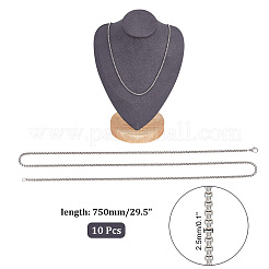 304ステンレススチールベネチアンチェーンネックレス10個セット（男女兼用）  ステンレス鋼色  29.5インチ（75cm）&nbsp;NJEW-NB0001-14