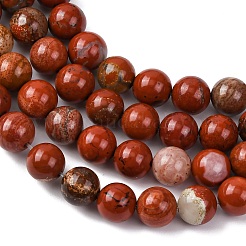 天然石レッドジャスパービーズ連売り  ラウンド  6mm  穴：1mm  約58~60個/連  15インチ（38cm）&nbsp;G-R193-11-6mm
