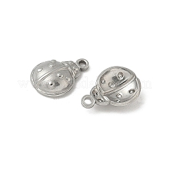304ステンレススチールチャーム  てんとう虫  ステンレス鋼色  12.5x9x2.5mm  穴：1.2mm&nbsp;STAS-G354-01C-P