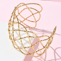 Hollow 304 Stainless Steel Cuff Bangles&nbsp;BJEW-B158-04G-02
