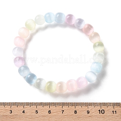 Dyed Natural Selenite Round Beaded Stretch Bracelets for Women&nbsp;BJEW-G731-01B