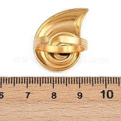 女性用調節可能な304ステンレススチールカフリング  巻貝状の  ゴールドカラー  27x18.5mm  usサイズ6 1/2(16.9mm)&nbsp;RJEW-B135-03G
