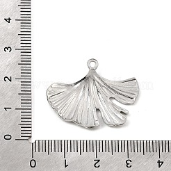 304ステンレススチール、エナメルペンダント  イチョウの葉のチャーム  ステンレス鋼色  ブルー  23x30x3mm  穴：1.6mm&nbsp;SA-CBAA487-02P-02