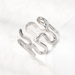 女性用304ステンレススチールオープンカフリング5個  ステンレス鋼色  8~16mm  内径：16.5~18mm&nbsp;RJEW-K313-04P