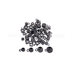48個4スタイルの304ステンレス鋼チューブベイル  ループベイル  キューブベイルビーズ  電気泳動黒  6x3x3mm  穴：1.6mm  12個/スタイル&nbsp;STAS-UN0035-94A