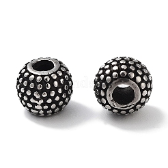 304ステンレススチールビーズ  ラウンド  アンティークシルバー  8x6.5mm  穴：2.5mm&nbsp;STAS-M057-20AS