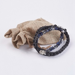 Natural Sodalite and Lava Rock Wrap Bracelet&nbsp;BJEW-JB03612-01