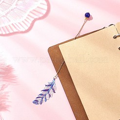 Stainless Steel Feather & Alloy Bookmarks&nbsp;AJEW-JK00402-01
