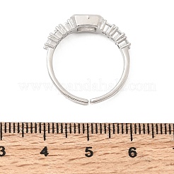 Brass with Cubic Zirconia Cuff Rings for Women&nbsp;RJEW-B160-07B-P