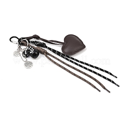 Imitation Leather Heart & Polyester Cord & Billiards Resin Bead Pendant Decorations&nbsp;HJEW-JM04419-02