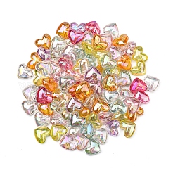 メッキabカラー透明アクリルビーズ  ハート  ミックスカラー  17x8.5mm  穴：1.6mm&nbsp;PACR-CJ0001-15