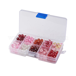 10色スプレークラックルガラスビーズ  ラウンド  レッド  8mm  穴：1.3~1.6mm  約20PCS /カラー  200個/箱&nbsp;CCG-X0010-01-8mm
