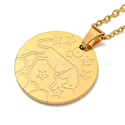 星座ペンダントネックレス  201 ステンレススチールアズキチェーンネックレス  牡牛座  19.96インチ（50.7cm）&nbsp;LS-NJEW-S422-04G-02