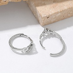 Brass Clear Cubic Zirconia Hoop Earrings&nbsp;EJEW-Q014-14P