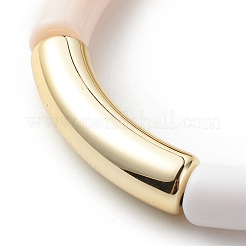 女性のためのアクリル製のカーブチューブ ビーズ ストレッチ ブレスレット  ラベンダー  内径：2-1/8インチ（5.3cm）&nbsp;BJEW-JB08438-03