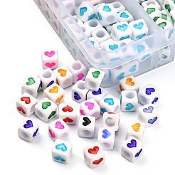 304Pcs 8 Colors White Opaque Acrylic Beads&nbsp;MACR-YW0001-92