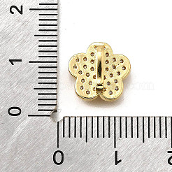 真鍮製マイクロパヴェキュービックジルコニアチャーム  ニッケルフリー  18KGP本金メッキ  花  11x11.5x4.5mm  穴：5.5x2.5mm&nbsp;KK-R222-01G-02