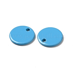 スプレー塗装された201ステンレススチールチャーム  フラットラウンドのチャーム  ミックスカラー  8.5x1mm  穴：1mm&nbsp;STAS-G304-21