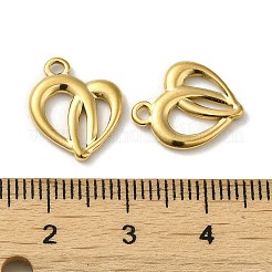 304ステンレススチールチャーム  ハートチャーム  ゴールドカラー  14.5x12x2mm  穴：1.5mm&nbsp;STAS-G322-01G