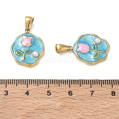 304 Stainless Steel Enamel Pendants&nbsp;AL-CBA618D-01G-C