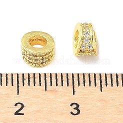 Brass Micro Pave Cubic Zirconia European Beads&nbsp;KK-A254-28G