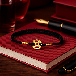 2Pcs 2 Colors Old Coin Lucky Charm Slider Bracelets&nbsp;BJEW-GO0002-06