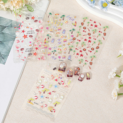 4Pcs 4 Styles Ocean Theme Self Adhesive PET Nail Art Stickers Decals&nbsp;MRMJ-SP0001-17