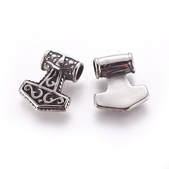 304ステンレスペンダント  トールのハンマー  アンティークシルバー  20x17x6mm  穴：4mm&nbsp;X-STAS-P237-01AS
