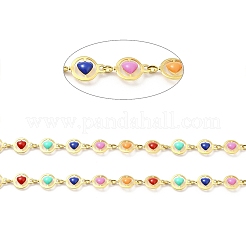 Ion Plating(IP) Handmade 316 Surgical Stainless Steel Enamel Heart Link Chains&nbsp;CHS-I019-16A