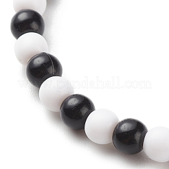 Polymer Clay Yin Yang & Acrylic Round Beaded Stretch Bracelet for Women&nbsp;BJEW-JB08529
