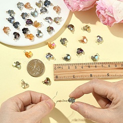 45 個 9 色のガラスチャーム  ファセットアヒル  金色の真鍮ループ  ミックスカラー  14mm  穴：2mm&nbsp;PALLOY-YW00136