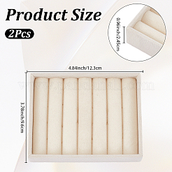 6スロットベルベットジュエリーディスプレイトレイ  イヤリング リング用  長方形  淡黄色  12.3x9.6x2.45cm  内径：115.5x88.5mm&nbsp;ODIS-SP0002-24B-01