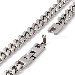 変色しない304ステンレススチールカーブチェーンネックレス女性用  ステンレス鋼色  リンク：15x11x3.5mm  24.80インチ（63cm）&nbsp;NJEW-E155-02P-02
