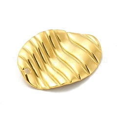イオンプレーティング（IP）201ステンレスペンダント  オーバルチャーム  ゴールドカラー  22x17x1mm  穴：1.2mm&nbsp;STAS-G296-10G
