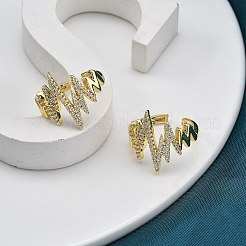 Rack Plating Brass Micro Pave Clear Cubic Zirconia Cuff Finger Rings for Women&nbsp;RJEW-M028-46G