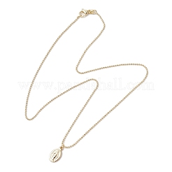 Brass Ball Chain Oval Virgin Mary Pendant Necklaces for Women&nbsp;NJEW-JN05120