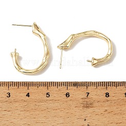 半分穴の開いたビーズ用の真鍮製スタッドピアス台座  C字型ハーフフープピアス金具  本金14KGFゴールドフィルド  28x4.5mm  ピン：6mm&nbsp;KK-CBAF05D-01G