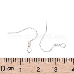 スターリングシルバーのフラットコイルイヤーワイヤー 925 本  ピアスフック  21ゲージ  銀  16~18x14mm  穴：2mm  ピン：0.56mm&nbsp;STER-S002-53