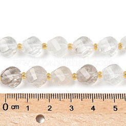 天然石クオーツクリスタルビーズ連売り  水晶  多面カット  ツイスト  シードビーズで  10x9~10x9~10mm  穴：1mm  約33~34個/連  15.04''~15.35''（38.2~39センチメートル）&nbsp;G-U023-A07-01