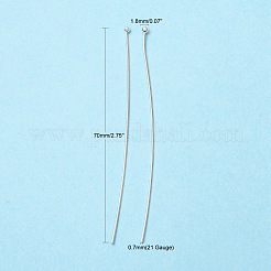 真鍮のボールヘッドピン  銀色のメッキ  サイズ：約0.7mm厚（21ゲージ）  長さ70mm  ヘッド：1.8mm&nbsp;RP0.7x70mm-S