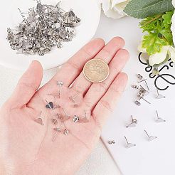 ステンレススチール製スタッドピアスパーツ  カン付き  ハート  ステンレス鋼色  100個/箱&nbsp;STAS-UN0009-14P